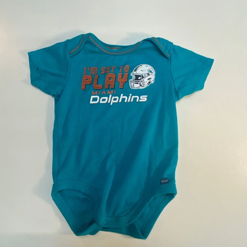 Miami Dolphins NFL Gerber Baby Bodysuit 6-12 Months Football One-Piece Turquoise